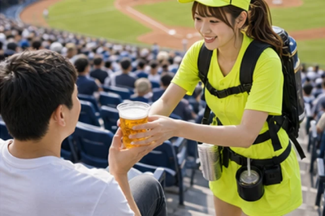 Beer staff in the stands